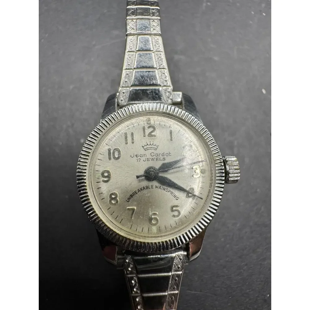 Jean Cardot 17 Jewels Antimagnetic Unbreakable Mainspring Silver Tone Wristwatch